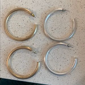 Gold and silver brushed thick earrings